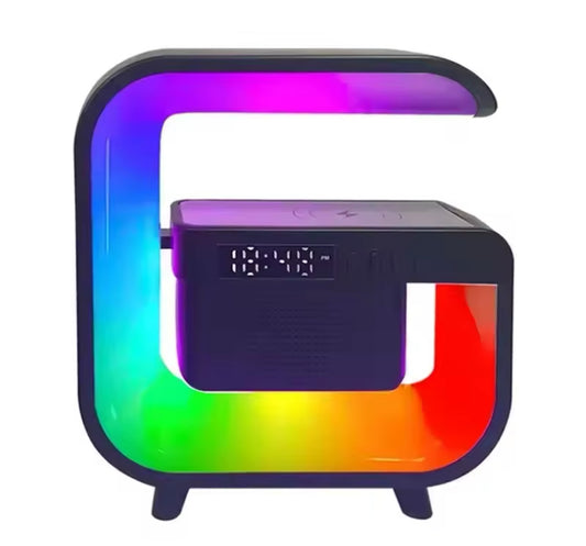 Multifunction Wireless Charger Stand Bluetooth 5.0 Speaker FM Night Light Fast Charging Station for iPhone Samsung