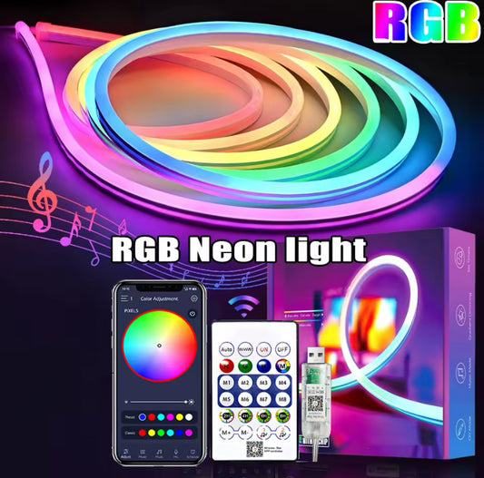 5V Neon Strip Light 3M USB Waterproof Flexible Ribbon Tape Neon Lights With Bluetooth Remote Control For Home Decor